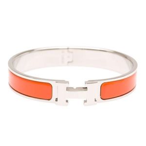 Hermès Orange Clic Clac H Narrow Enamel Bracelet